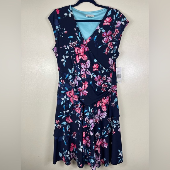 Signature by Robbie Bee Blue and Pink Asymmetrical Sundress - Picture 6 of 8